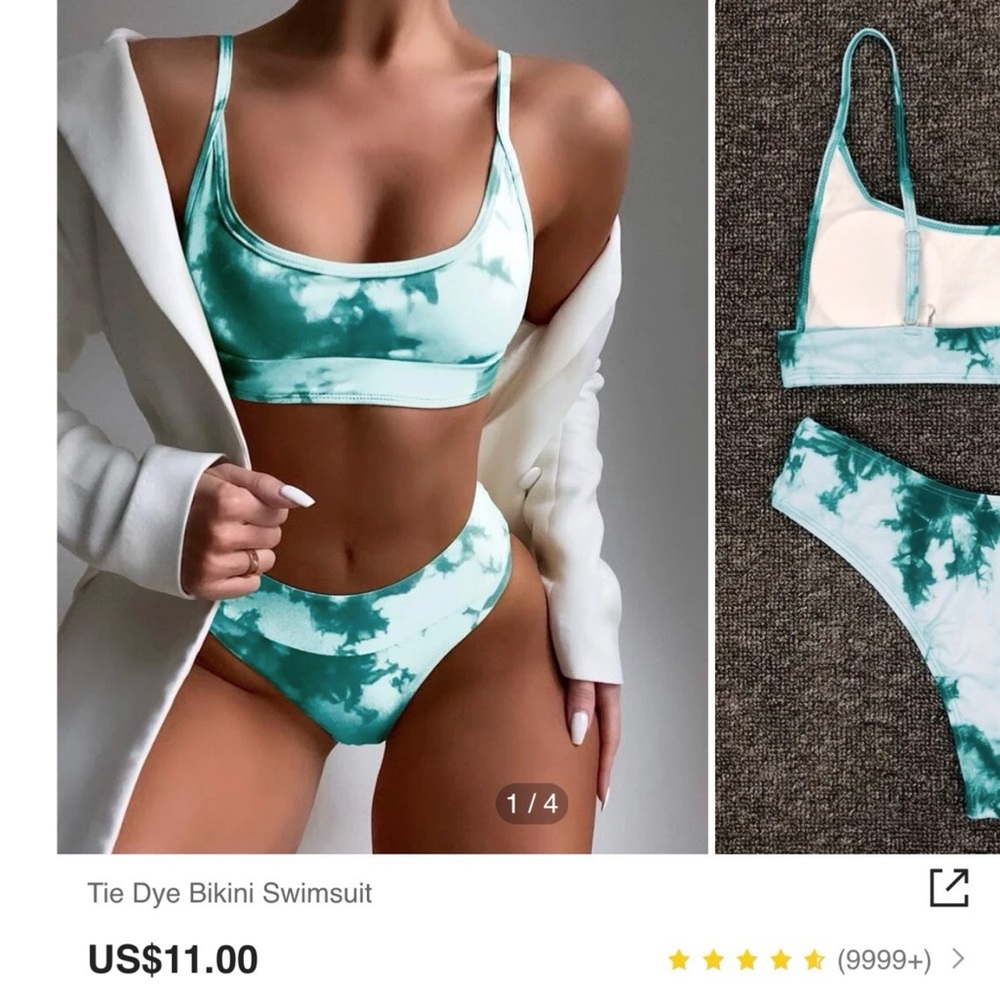 Brand new never worn SHEIN green tie dye bikini size small